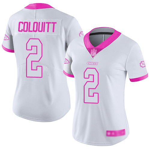 Women Kansas City Chiefs #2 Colquitt Dustin Limited White Pink Rush Fashion Football Nike NFL Jersey->kansas city chiefs->NFL Jersey